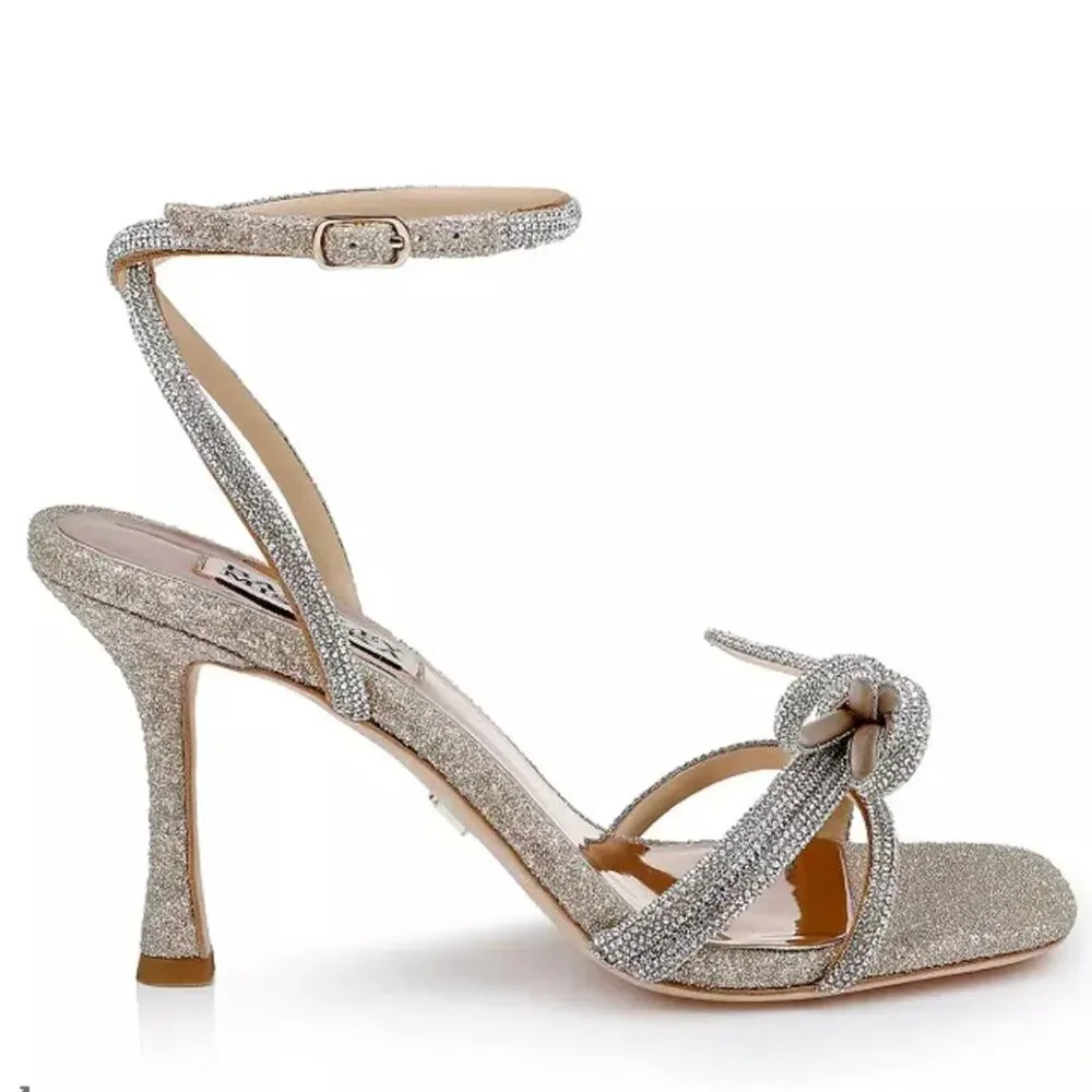 Badgley Mischka Effie Ankle Strap Sandal In Champagne Glitter